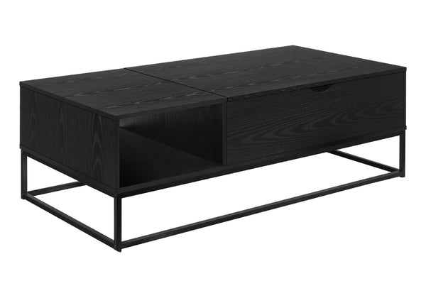 English Elm Coffee Table with Lift Top Hidden Storage Black Laminate Metal Base Modern Living Room B2710P461754