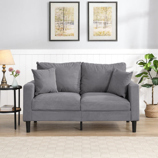English Elm 57 High-Resilience Loveseat Sofa with Sturdy Wooden Frame, Corduroy Upholstery, Space-Saving Two-Seater Comfort Light Gray 32.09 L x 25.98 W x 15.55 H W2297P264496