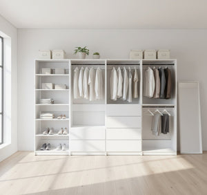 English Elm Prosper Freestanding Walk-In Wood Closet System - Stylish, Durable Storage For Modern Spaces Today! B040S00148-GIGA