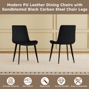 English Elm Modern PU Leather Dining Chairs with Carbon Steel Legs, Water-Resistant, 330lb Capacity, Set of 4 Black W2699P388294