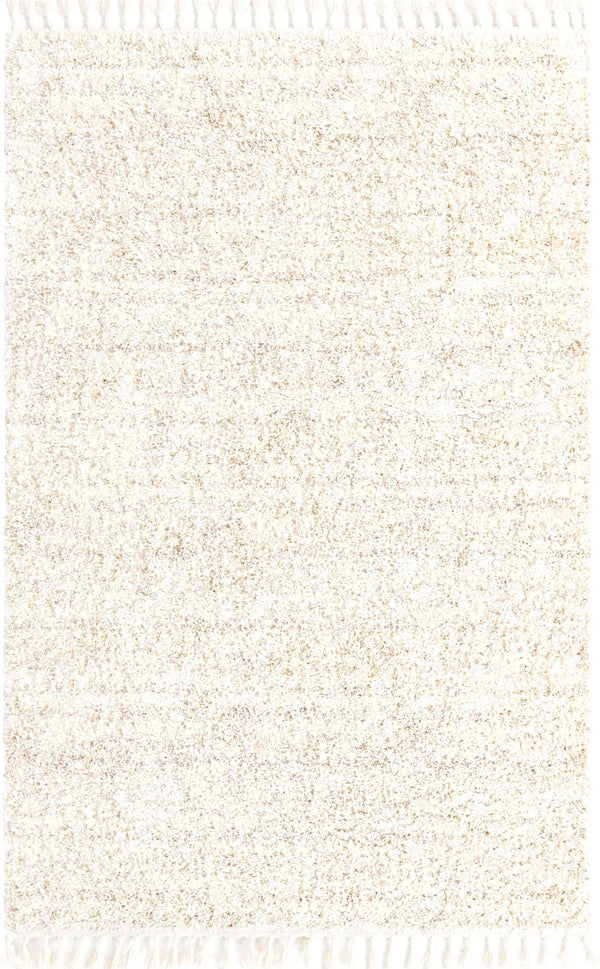 Unique Loom Hygge Shag Misty Machine Made Abstract Rug Ivory, Beige 5' 1" x 8' 0"