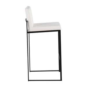 English Elm Fuji High Back Barstools In Plush White Velvet & Black Steel Frame - Set Of 2 For Modern Luxury B202P222187