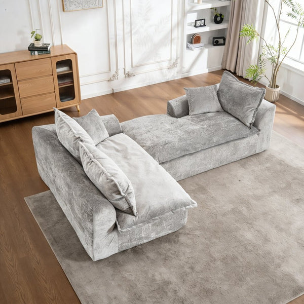 English Elm 103" Chenille Cloud Sectional Modular L-shape Sofa No Assembly Plush Living Room W1170S00044