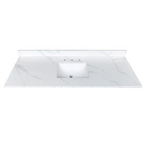 English Elm 61-inch Carrara Quartz Vanity Top Undermount Sink Backsplash Stain Resistant Bath W2699P459410