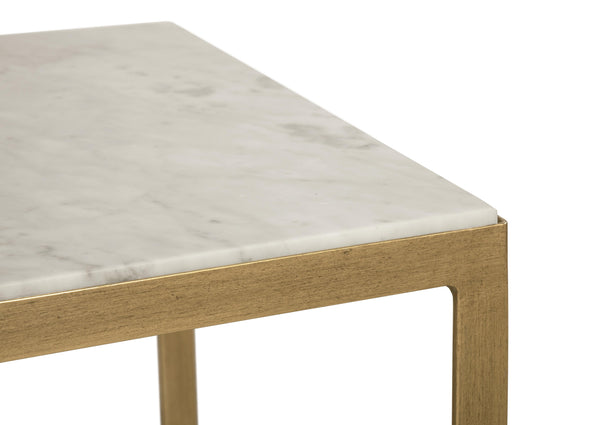 Sunpan Evert Modern Marble Coffee Table with Antique Brass Frame - Elegant Home Accent for Any Room Low - 39.5W x 21.5D x 14.75H