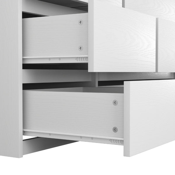 English Elm 8 Drawer Tall Chest Slim Particleboard Build Smooth Gliding Storage for Bedroom Closet White W409S00008