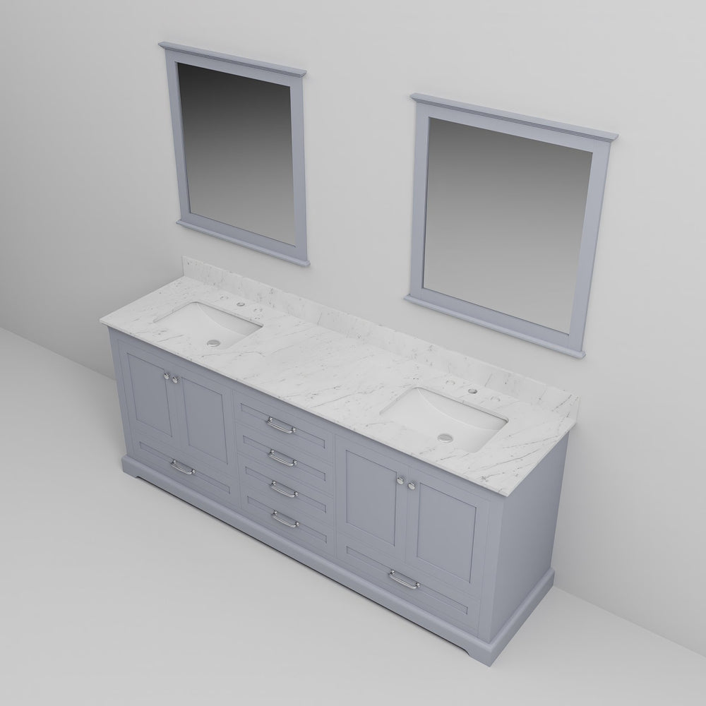 English Elm Dark Grey Double Bath Vanity With Carrara Marble Top, Ample Storage & 30" Mirrors For Modern Elegance B2731S00816