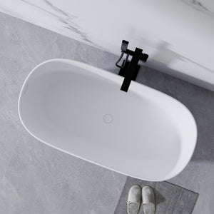 English Elm 51'' Stone Resin Freestanding Soaking Tub Matte White Spa Bath with Drain W2753P191225