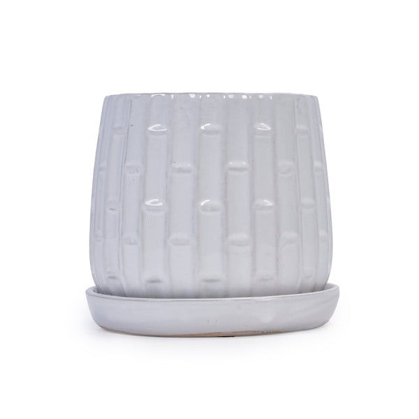 English Elm Set Of 2 Elegant White Ceramic Planters - Modern 7" Flowerpots For Indoor & Outdoor Decor W3273P322304-GIGA