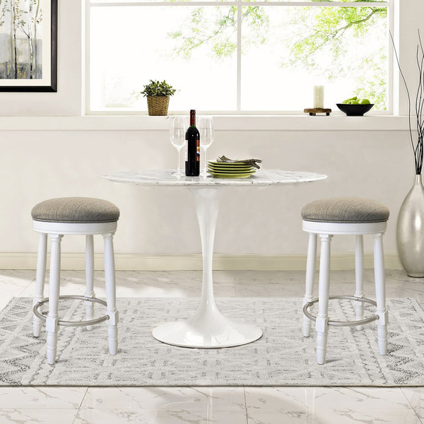 English Elm AGODY 26" Counter Swivel Bar Stools Set of 2 with Cushioned Fabric Seats, Iron Footrest, 300lb Capacity W2170P208071