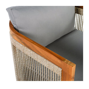 English Elm Christopher Knight Home® - Premium Acacia Wood Outdoor Club Chair With Curved Tub Design, Woven Rope, Water-Resistant Cushions N767P367654E