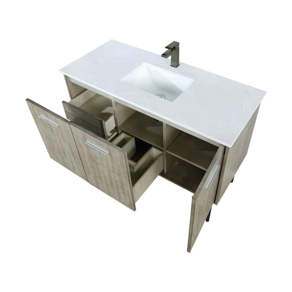 English Elm Rustic Acacia Bath Vanity With White Quartz Top & Gun Metal Faucet - Stylish Storage & Modern Charm B2731P259621-GIGA