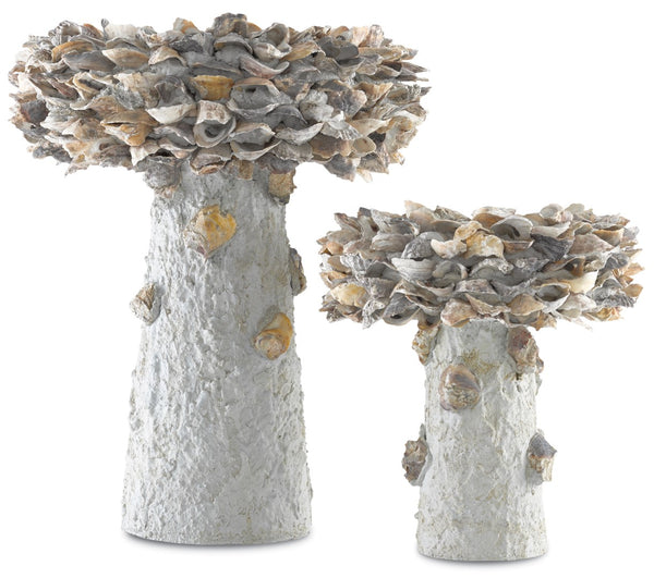 Oyster Shell Bird Bath - Whimsical Outdoor Art Piece Crafted from Natural Materials for Your Garden
