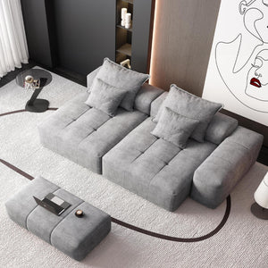 English Elm Modern Oversized Modular Sectional Sofa - Sparkling Chenille, 2 Chaise Lounges, 4 Pillows, Grey W1885S00064