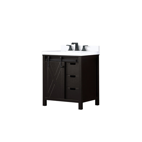 English Elm Brown Bath Vanity With White Quartz Countertop & Faucet Set - Stylish Storage, Soft-Close Design! B2731P260103