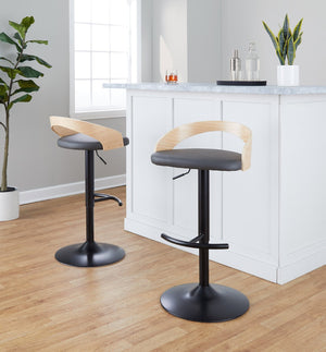 English Elm Adjustable Swivel Barstools Set of 3 Faux Leather Metal Wood Counter Height B202S02025