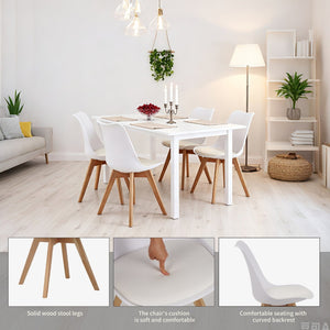 English Elm Set of Four Pu Leather Dining Chairs with Tapered Wood Legs Medieval Modern Style White W3851P457787