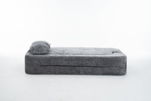 English Elm 3 Seater Convertible Sofa Bed with Chenille Upholstery and High-Density Sponge for Superior Comfort and Support Grey T3903P379835