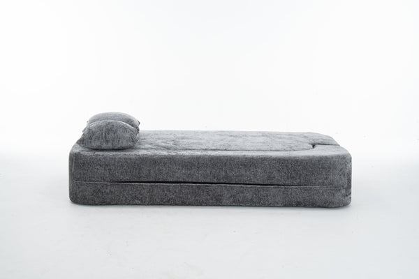 English Elm 3 Seater Convertible Sofa Bed with Chenille Upholstery and High-Density Sponge for Superior Comfort and Support Grey T3903P379835