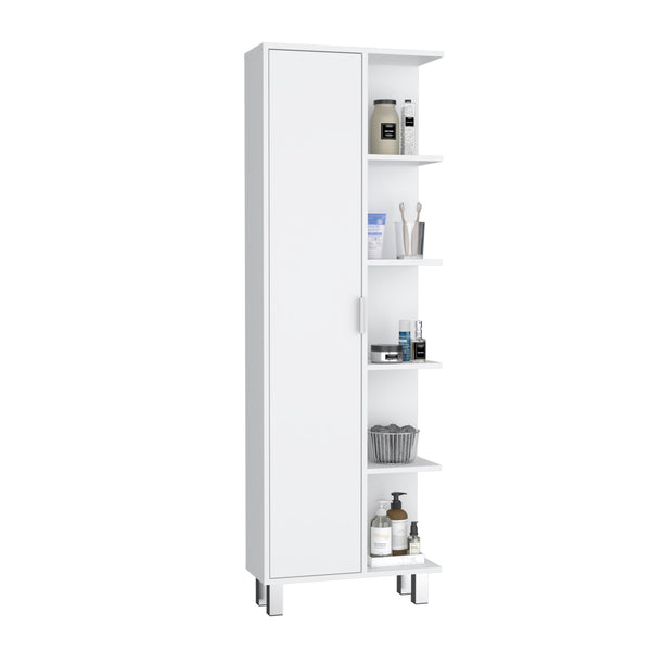 English Elm Keller Slim Linen Cabinet 63" H White – 1 Door, 9 Adjustable Shelves, Elegant Durable Storage Solution B097P199738