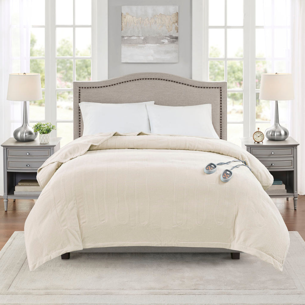 JLA Home Beautyrest - Heated Beautyrest Electric Micro Fleece Blanket with 20 Heat Settings, Auto Shut-Off, OEKO‑TEX Safe 84 L x 62 W x 0.25H BR54-0175