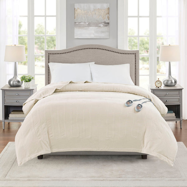 JLA Home Beautyrest - Heated Beautyrest Electric Micro Fleece Blanket with 20 Heat Settings, Auto Shut-Off, OEKO‑TEX Safe 84 L x 62 W x 0.25H BR54-0175