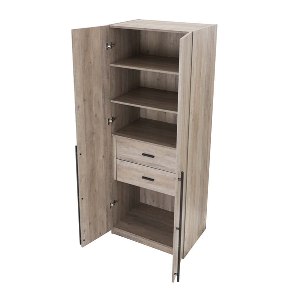 English Elm Lee 32" Rustic Gray Wardrobe Closet – Stylish Space-Saving Design With Soft-Close Doors & Easy Assembly B365S00128