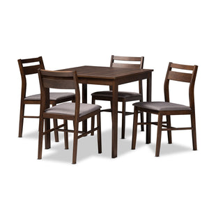 Baxton Studio Baxton Studio Lovy 5-Piece Modern Dining Set with Upholstered Chairs for Small Spaces and Style Gray Lovy Dining Set-Grey/Dark Walnut