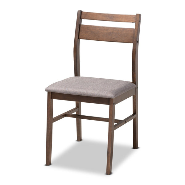 Baxton Studio Baxton Studio Lovy 5-Piece Modern Dining Set with Upholstered Chairs for Small Spaces and Style Gray Lovy Dining Set-Grey/Dark Walnut