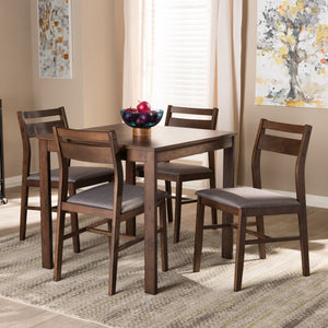 Baxton Studio Baxton Studio Lovy 5-Piece Modern Dining Set with Upholstered Chairs for Small Spaces and Style Gray Lovy Dining Set-Grey/Dark Walnut