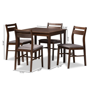 Baxton Studio Baxton Studio Lovy 5-Piece Modern Dining Set with Upholstered Chairs for Small Spaces and Style Gray Lovy Dining Set-Grey/Dark Walnut
