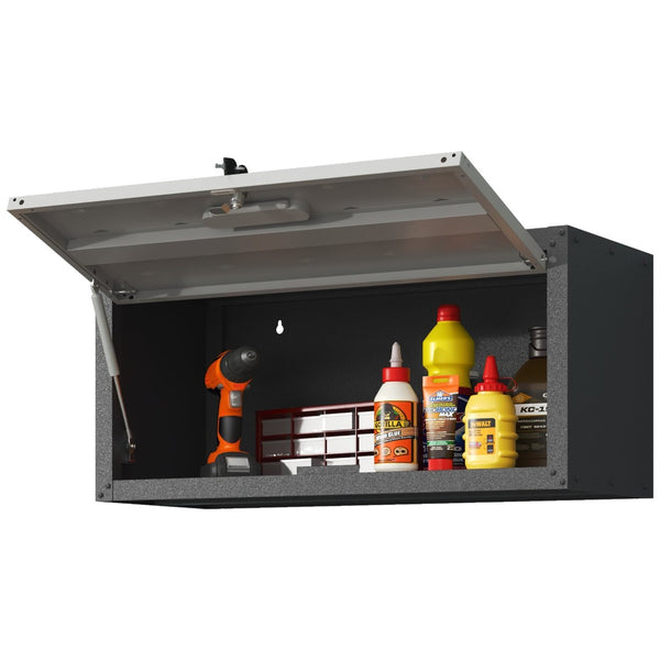 English Elm Heavy Duty Wall Mounted Steel Cabinet Locking Lift Door Garage Workshop Storage Black+ Gray T2398P236483