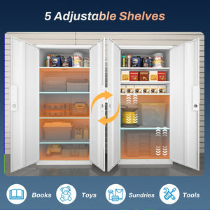 English Elm 72-inch Steel Locking Office Cabinet with 4 Adjustable Shelves for Legal File Storage White T3625P400654