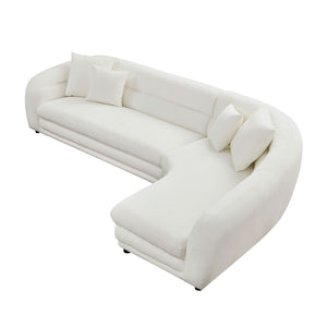 English Elm 125.2 Inch Modular L-shaped Sectional Sofa Polyester Upholstered Curved Living Room Couch W2582S00192