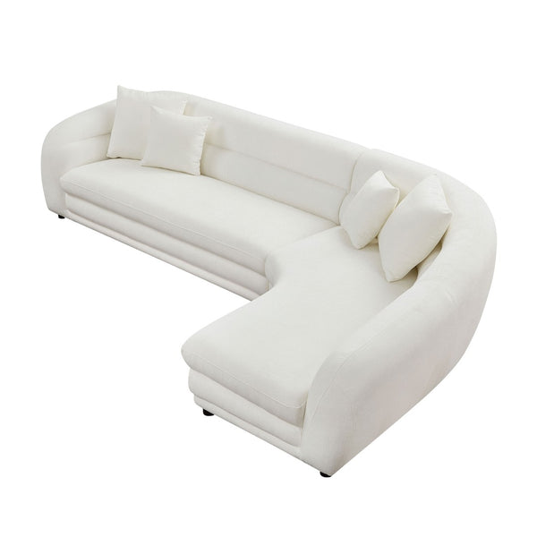 English Elm 125.2 Inch Modular L-shaped Sectional Sofa Polyester Upholstered Curved Living Room Couch W2582S00192