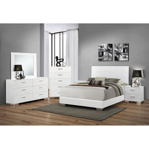 English Elm Lincoln Eastern King Bedroom Set with Led Headboard Two-tone Wood and White Panels B062S01501