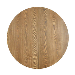 English Elm TOPMAX Rustic 5-Piece Extendable Round Dining Set with Trestle Base and Cross Back Chairs, Versatile Elegance Brown SP000042AAD