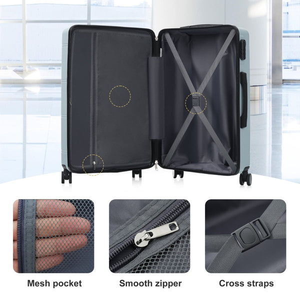 English Elm 6 Piece Hardshell Abs Travel Set with Spinner Wheels Combination Lock and Toiletry Bag Light Blue N732P391465N