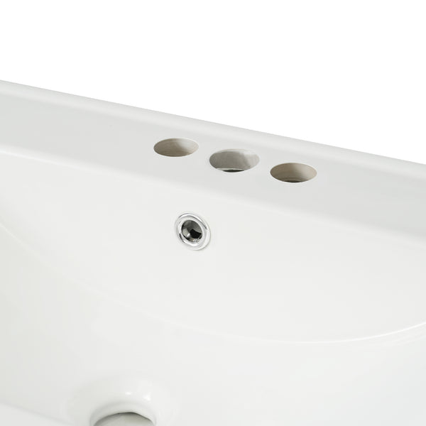 English Elm 30-Inch White Bathroom Vanity With Ceramic Sink - Stylish Storage Solution For Small Spaces! WF325888AAK