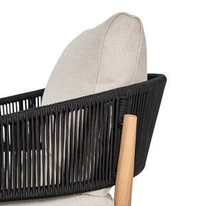 English Elm Christopher Knight Home® - Verona Outdoor Club Chairs Set Of 2 - Stylish Acacia Wood, Beige Cushions & Black Rope Accents N775P309256B