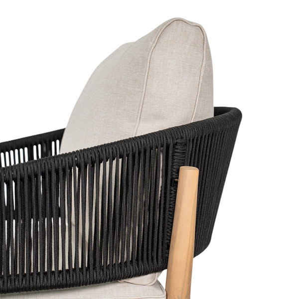 English Elm Christopher Knight Home® - Verona Outdoor Club Chairs Set Of 2 - Stylish Acacia Wood, Beige Cushions & Black Rope Accents N775P309256B