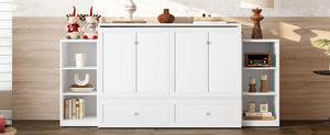 English Elm Full-Size Murphy Bed With Stylish Storage Drawers & Shelves – Perfect For Compact Spaces & Guests! W1580S00251