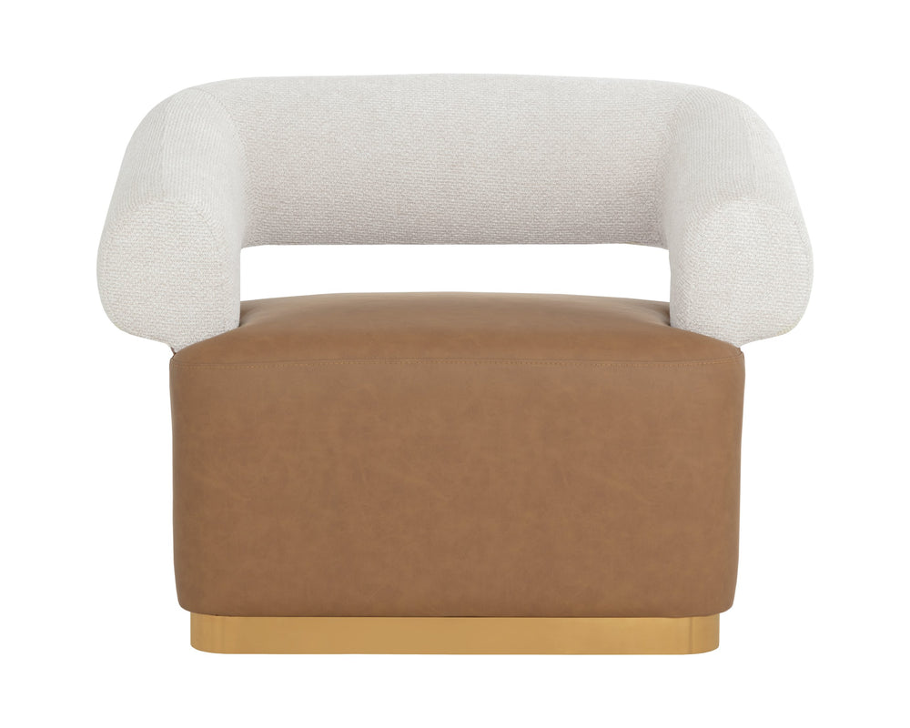 Sunpan Aggie Swivel Lounge Chair - Mid-century Accent With Copenhagen Olive Fabric & Gold Base Elegance Brown Fabric ,Faux Leather 111483