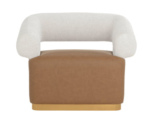 Sunpan Aggie Swivel Lounge Chair - Mid-century Accent With Copenhagen Olive Fabric & Gold Base Elegance Brown Fabric ,Faux Leather 111483