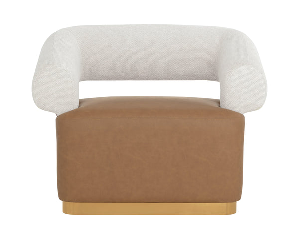 Sunpan Aggie Swivel Lounge Chair - Mid-century Accent With Copenhagen Olive Fabric & Gold Base Elegance Brown Fabric ,Faux Leather 111483