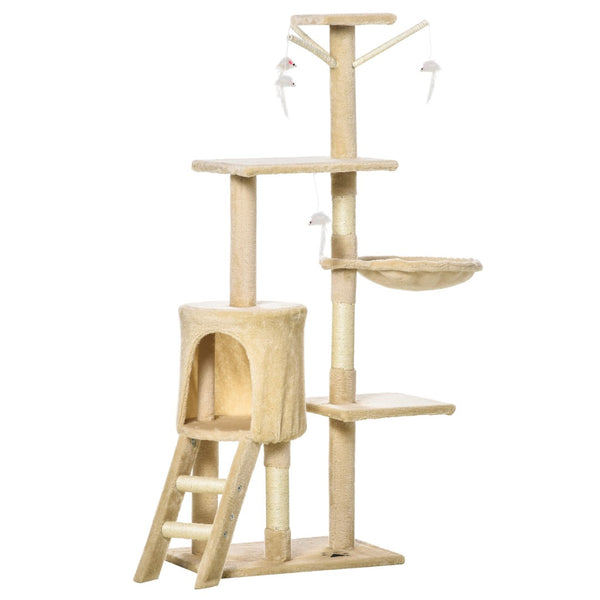 English Elm Pawhut Plush Sisal Cat Tower with Condo Hammock Perch and Dangling Toys for Indoor Cats W2225P200704