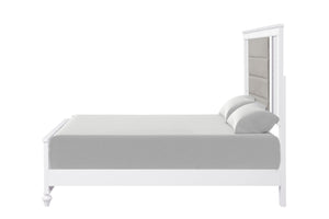 English Elm Livorno Silver Champagne Queen Bed with Velvet Upholstered Headboard, LED Lighting & Mirror Trim B078S00610