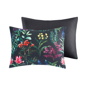 JLA Home Madison Park - 5 Piece Comforter Set with Bold Botanical Print on Black, Hypoallergenic, Reversible, Easy-Care Glam 90 L x 90 W x 1.5H MP10-7714