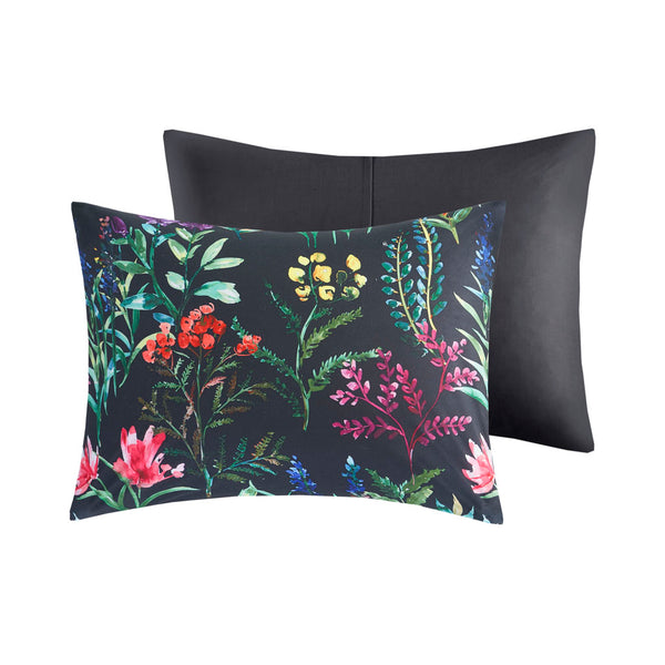 JLA Home Madison Park - 5 Piece Comforter Set with Bold Botanical Print on Black, Hypoallergenic, Reversible, Easy-Care Glam 90 L x 90 W x 1.5H MP10-7714