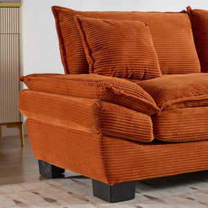 English Elm Corduroy Modern Sofa Sleeper Loveseat with Double-Layer Cushions, Two Pillows, Sturdy Frame 84" Orange W676P227342